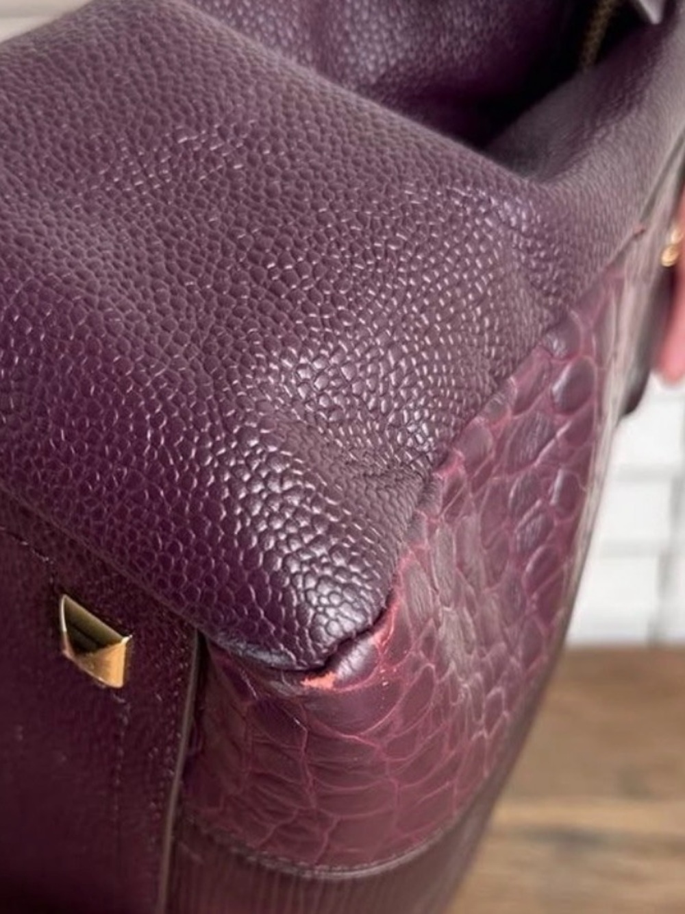 henri bendel Limited Edition Plum Leather Satchel with Gold Hardware - RARE!! - Picture 12 of 13